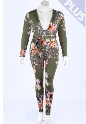 Green Floral Jumpsuit